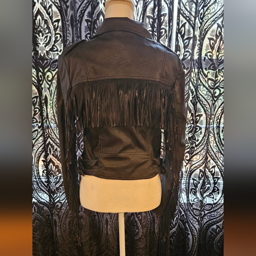 Forever 21 Black Fringe Faux Leather Jacket